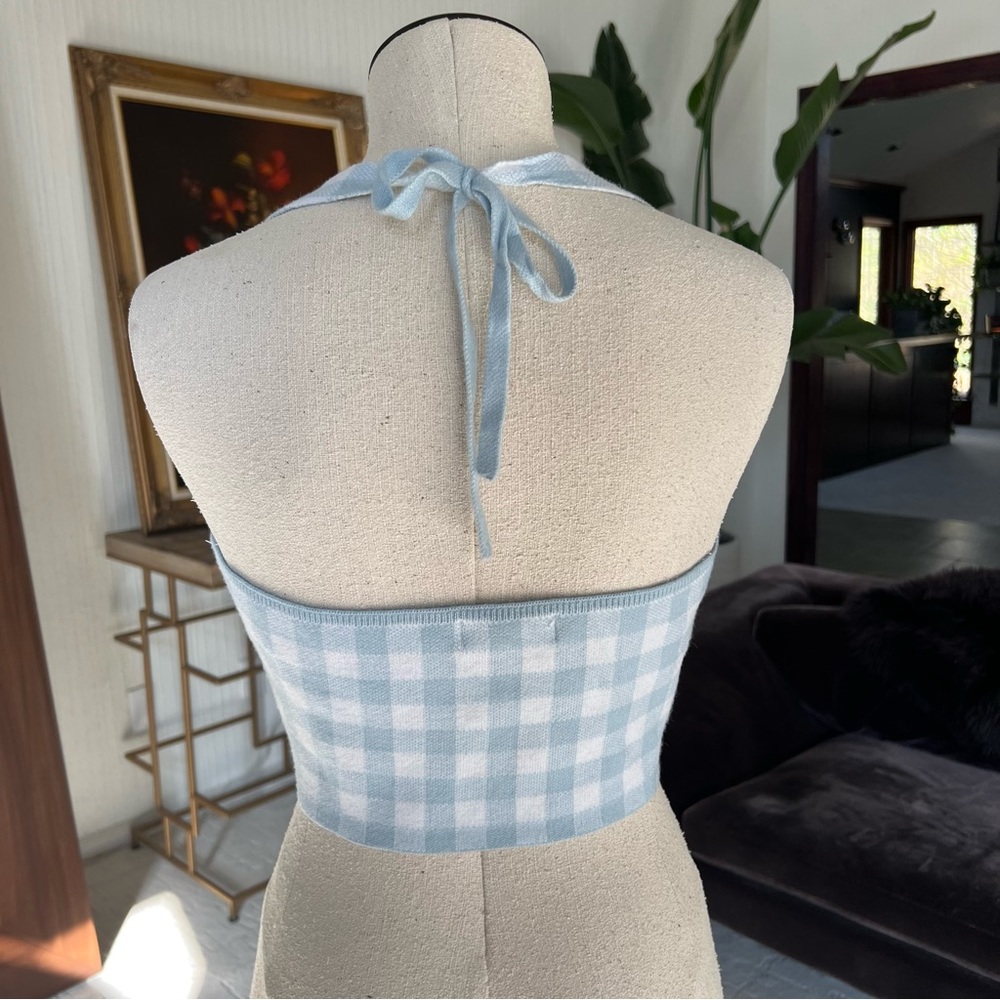 Altar'd State Women's Blue and White Crop-top Size Large